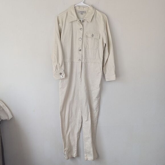 Sandy Liang x Target Cream Long Sleeve 90s Coveralls Jumpsuit Women's size 6 - Picture 3 of 11